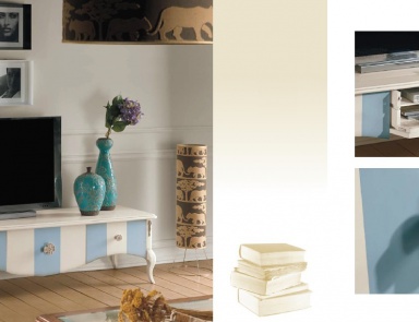 Cabinet for TV lacquered in white and blue tones, CP Mobili