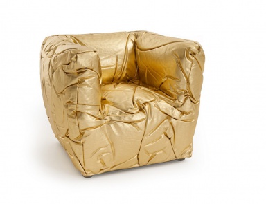 Armchair upholstered in leather or fabric Sponge, Edra