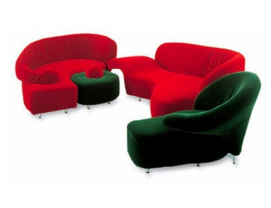 Poof on osnovanii of MDF velvet Angels, Edra