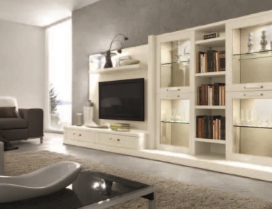Modular system with panel for TV Piave, Maronese