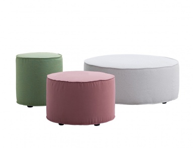 Pouf with frame made of metal in a leather upholstery Tamburello, Novamobili