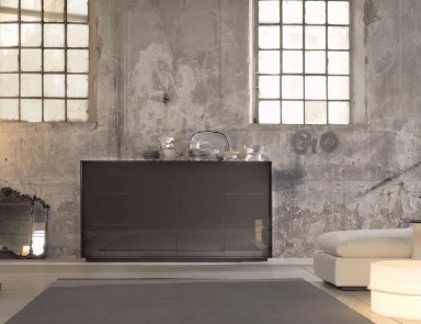 High dresser-chest of drawers with hinged doors without handles, Thesis - features tisettanta furnishings