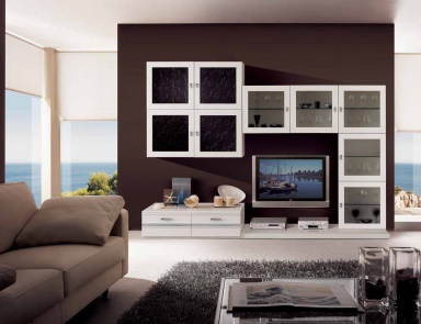 Modular storage system in the leather and lacquer Sogni, Arve Style