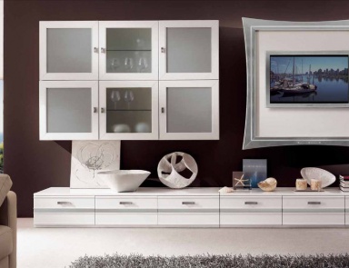 Modular system in white lacquer glass and silver Sogni, Arve Style
