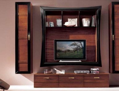 Modular system in the finishes of black lacquer and walnut moka Sogni, Arve Style