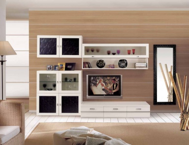 Modular system finish black eco-leather and white lacquer Sogni, Arve Style