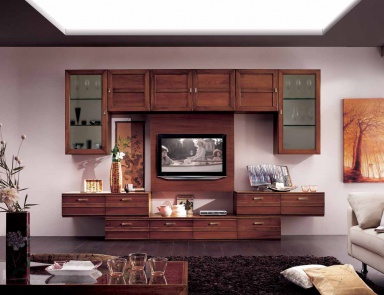 Modular system with hinged elements in veneer walnut Sogni, Arve Style