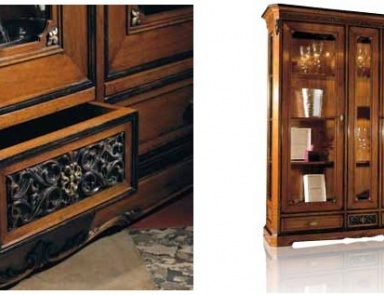 Showcase in walnut finish on a massive basis Villa, Arve Style