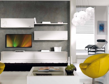Modular system for TV in the lacquer finish in white color Prima Classe, Arve Style