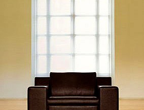 Armchair upholstered in leather Kube, Mascheroni