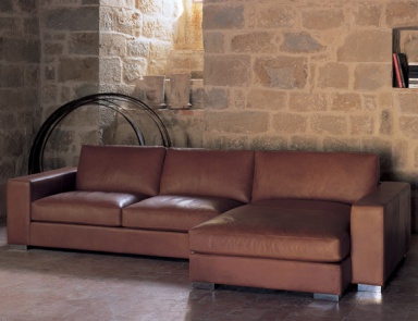 Corner sofa in leather / textile upholstery, SUPEROTTO - Valdichienti