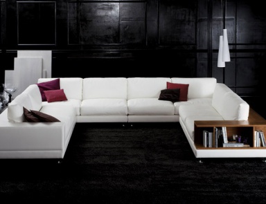 Modular sofa in leather / textile upholstery, RIBALDO - Valdichienti