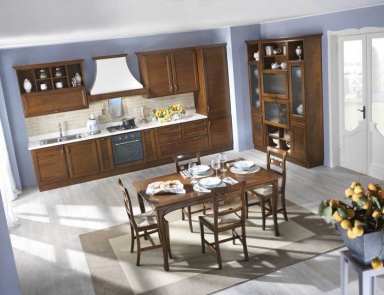 Set for the dining room in the veneer finish and straw Noemy, Onlywood