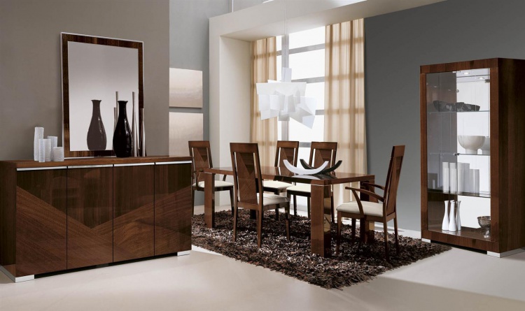 Set for the dining room in the veneer with strips of wood fibres Capri, Alf