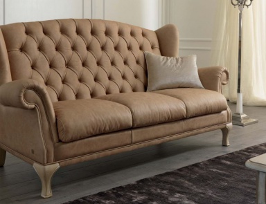 Living room set in leather with stitch-Capito Brighton, Tosconova