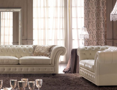 Living room set of sofa with round arm rests George, Tosconova