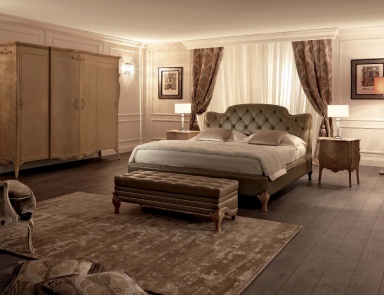 Bedroom set in oak veneer and leather Firenze, Tosconova