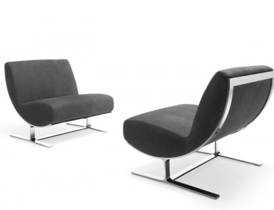 Armchair with metal frame upholstered in leather or fabric Sventola, MisuraEmme