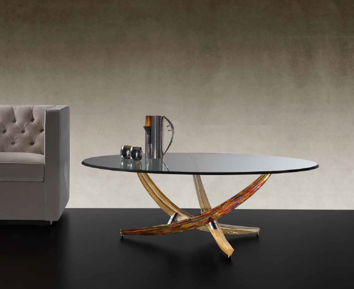 Coffee table with legs in Murano glass, Fili D'erba 40, Reflex Angelo