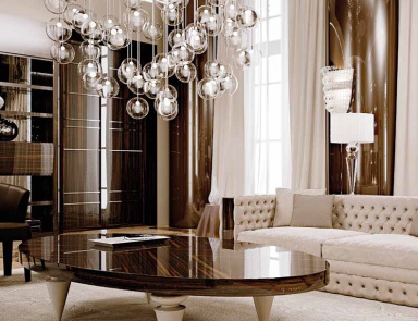 Coffee table with legs in Murano glass Gran Canal 40 special, Reflex Angelo