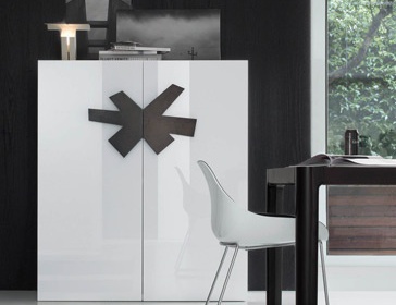 Glossy dresser wood dark oak, BRASS - Jesse