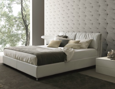Bed with upholstered headboard upholstered fabric Beatrice, MisuraEmme