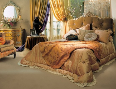 Double bed with upholstered headboard, Bed Roses - Provasi