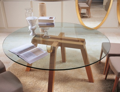 Dining table with round glass top, Koki - Porada