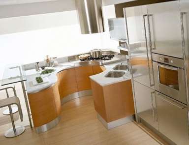 Set for the kitchen with a Breakfast bar Artica, Pedini