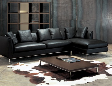 Sofa in leather upholstery, AVENUE - Valdichienti