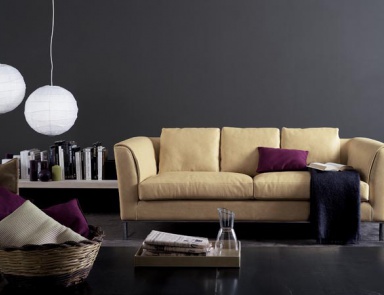 Sofa in leather / textile upholstery, ACADEMY - Valdichienti