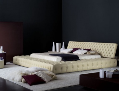 Double bed with upholstered base and headboard, SIBARI - Valdichienti