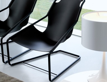 Leather armchair on a metal frame, LINA - JESSE