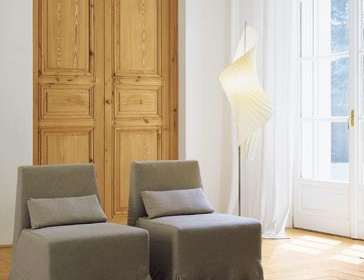 Chair in leather / textile upholstery, BABETTE - JESSE