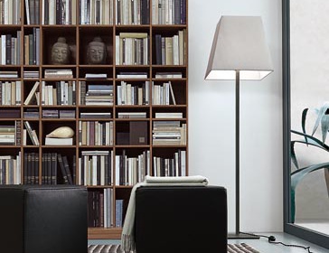 Square pouf in leather / textile upholstery, LEON POUF - JESSE