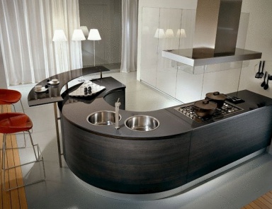 Set for the kitchen with oval Breakfast bar Integra, Pedini