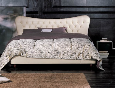 Double bed with high upholstered headboard, EMOZIONI - Valdichienti