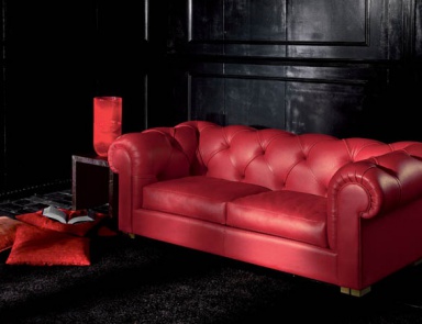 Sofa in leather / textile upholstery, PICCADILLY CLASSIC - Valdichienti