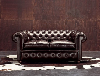 Sofa in leather upholstery, SENJOR - Valdichienti
