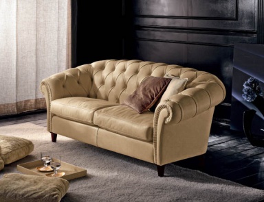 Sofa in leather upholstery, GRAN CAESAR - Valdichienti