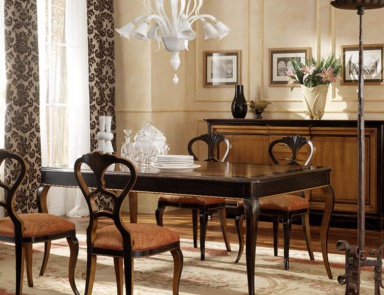 Dining table with curved legs, PREGNO